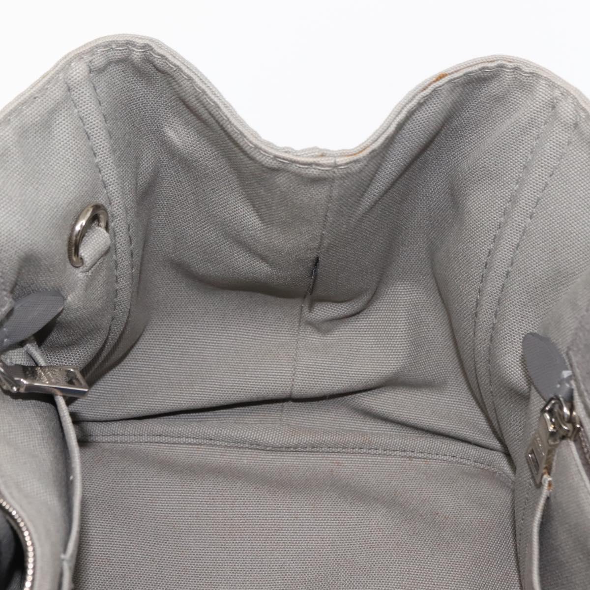 PRADA Canapa MM Hand Bag Canvas Gray Silver Auth hk3116