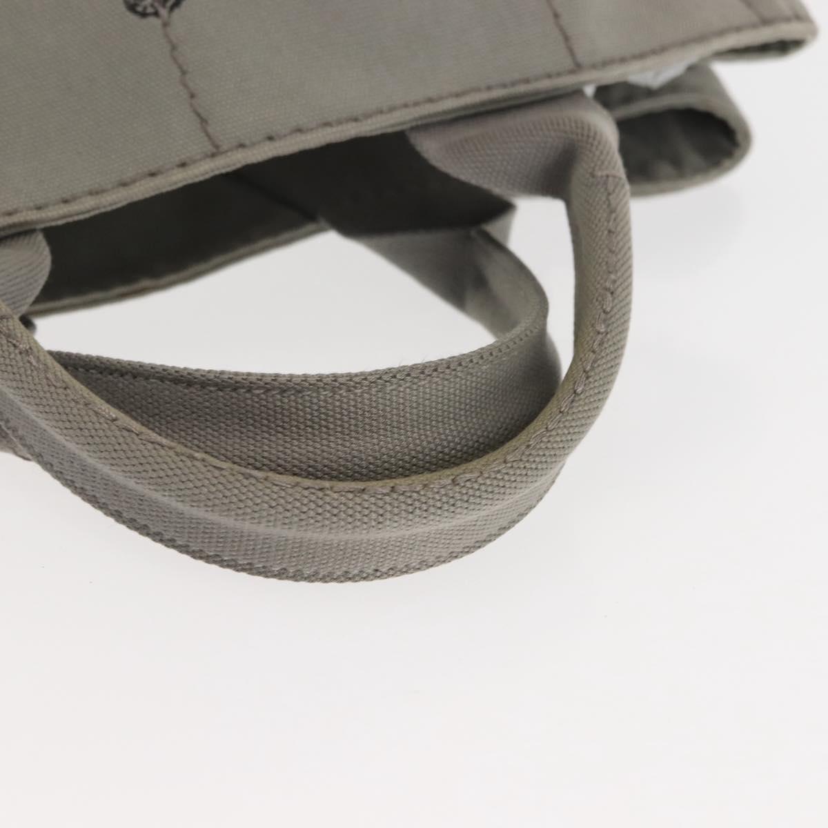PRADA Canapa MM Hand Bag Canvas Gray Silver Auth hk3116