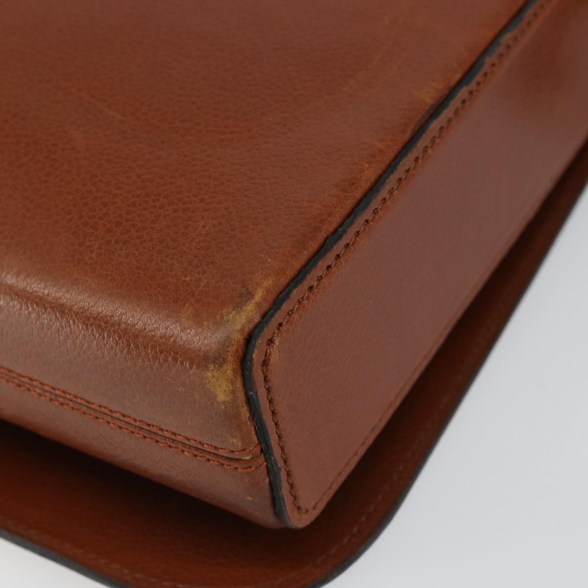 Christian Dior Shoulder Bag Leather Brown Gold Auth hk3117