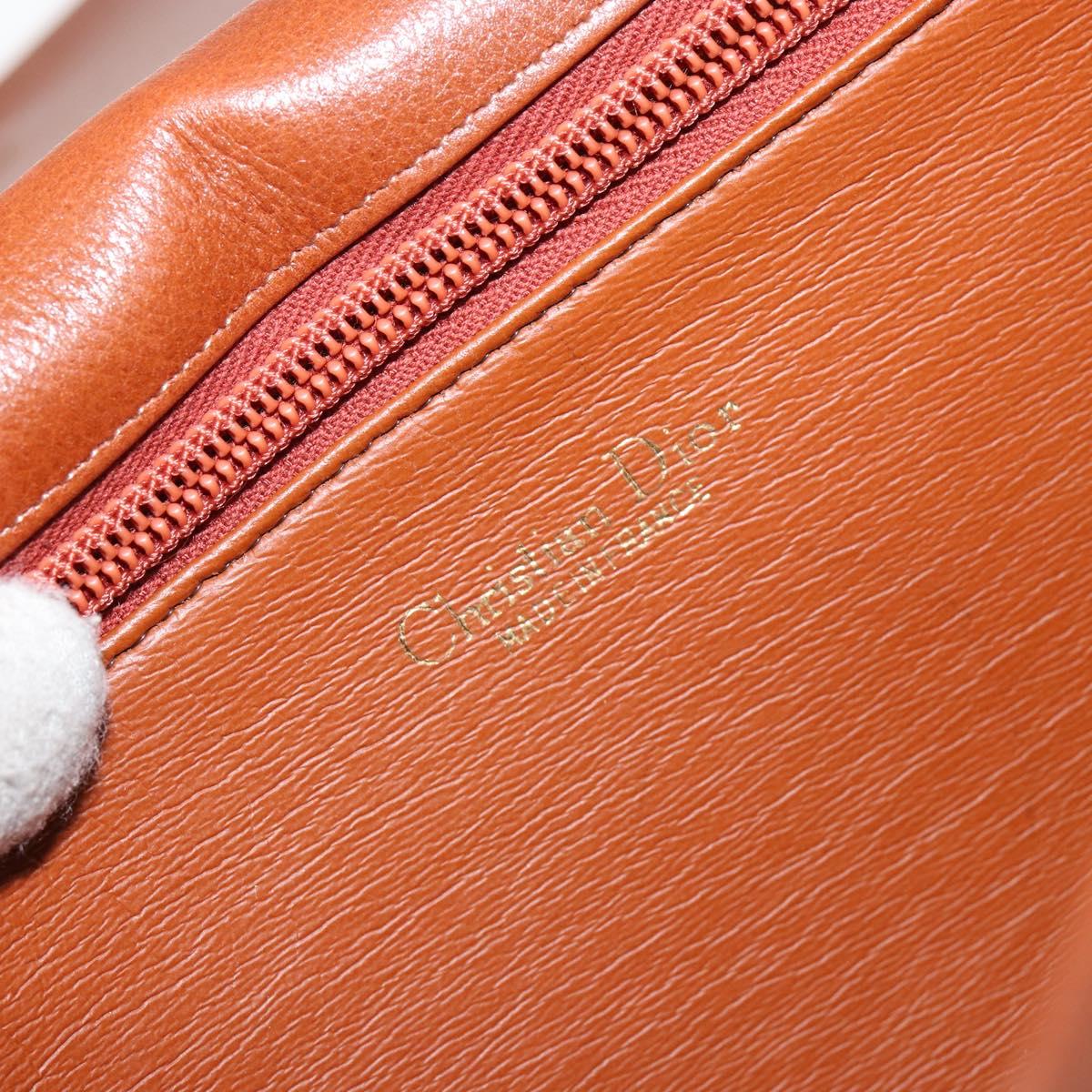 Christian Dior Shoulder Bag Leather Brown Gold Auth hk3117