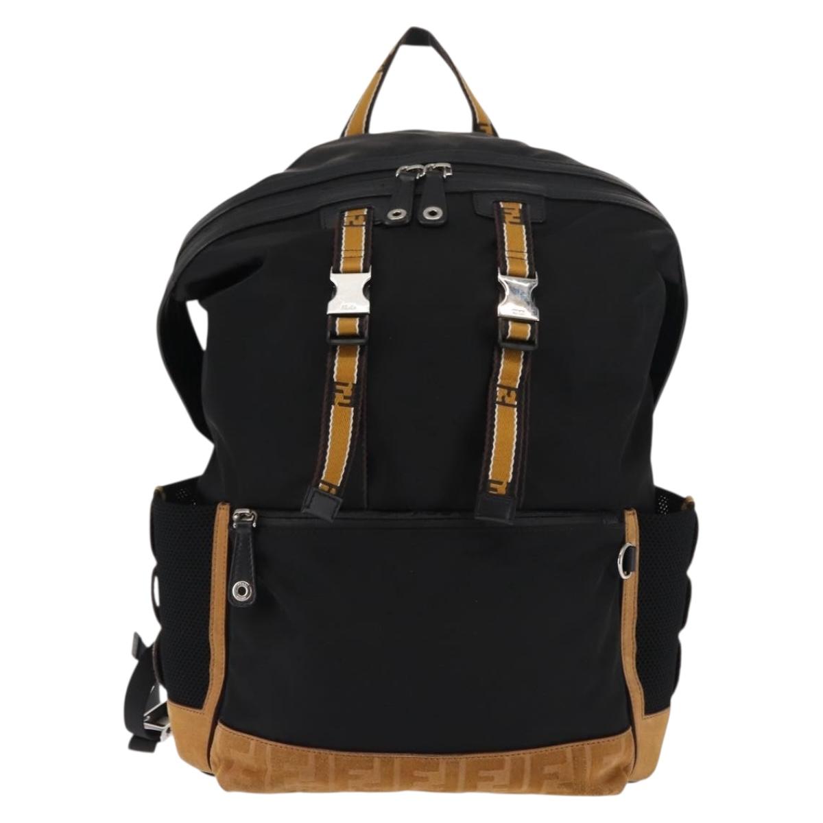 FENDI Zucca Canvas Backpack Black Silver Auth hk3119