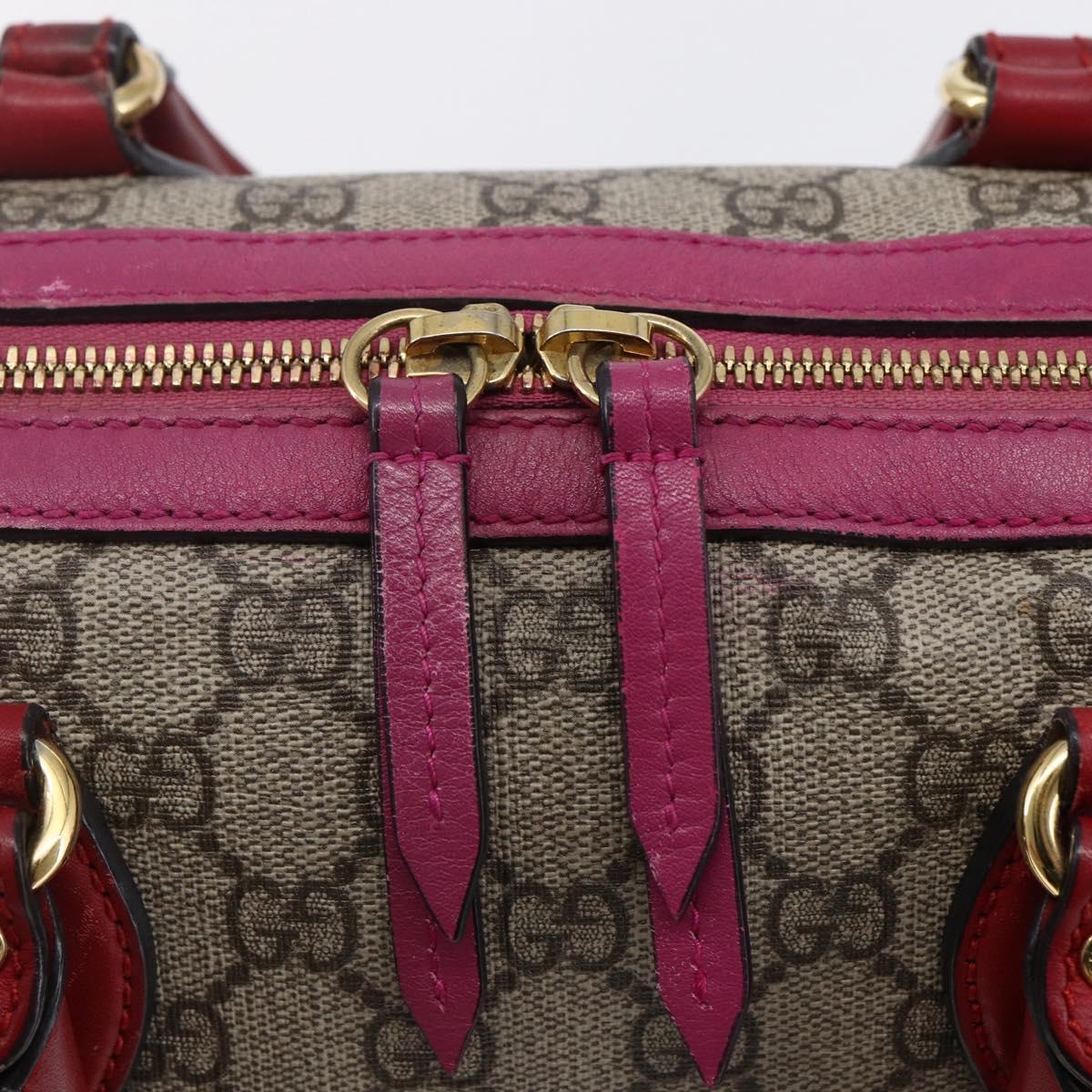 GUCCI GG Supreme Boston Bag PVC Leather 2way Beige Pink Red Auth hk3121