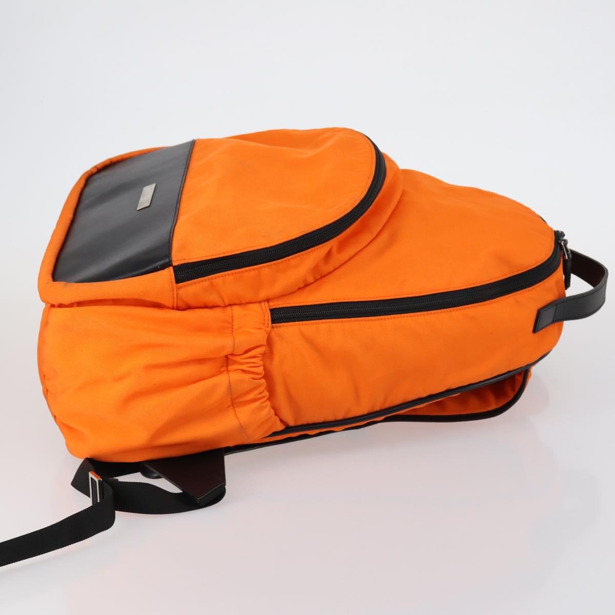 GUCCI Backpack Nylon Orange Silver Auth hk3123