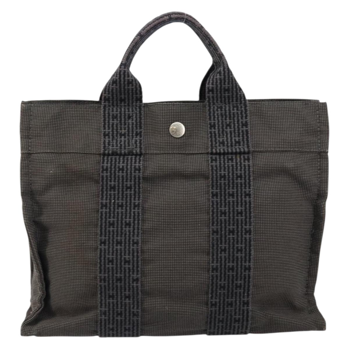 HERMES Her Line PM Tote Bag Canvas Gray Auth hk3125