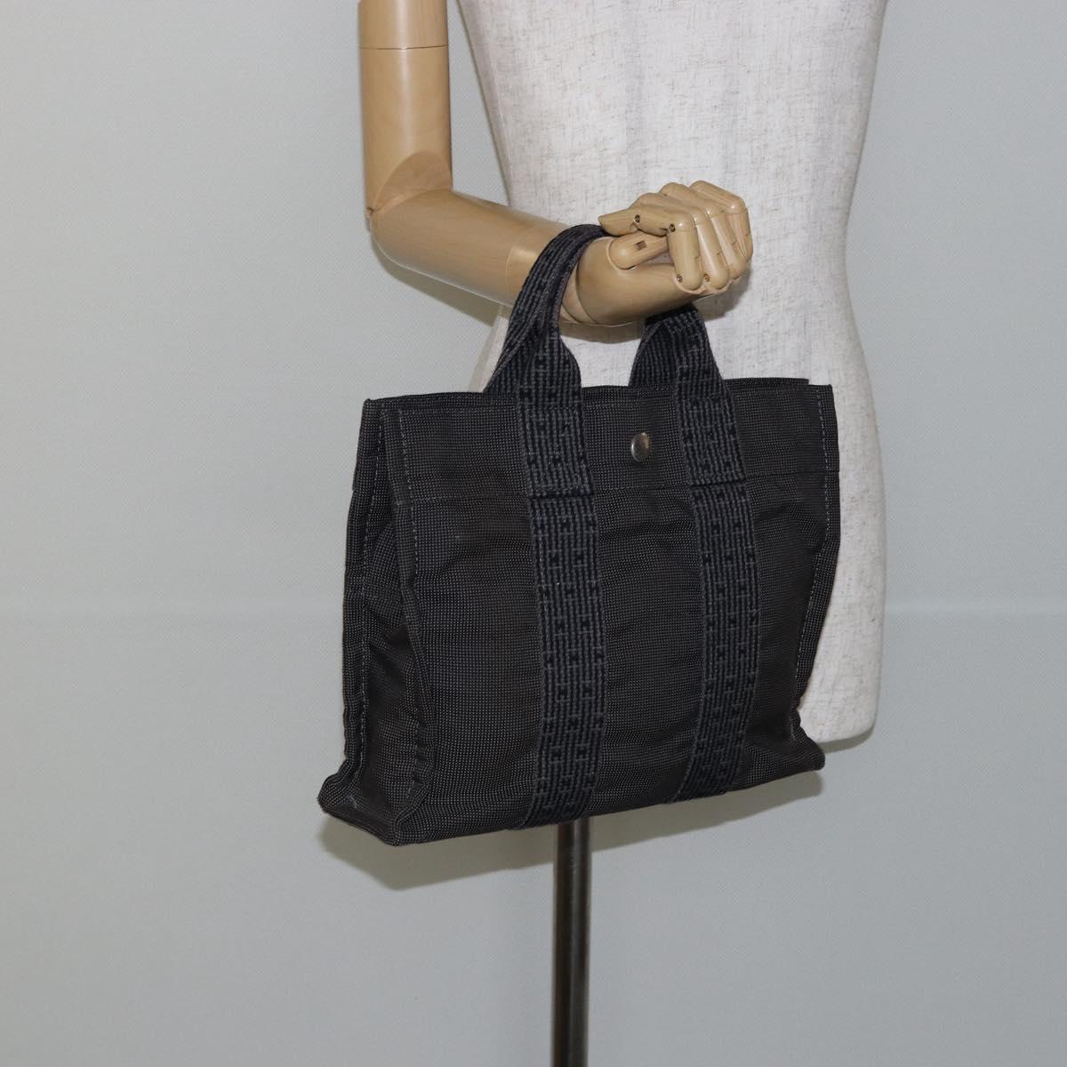 HERMES Her Line PM Tote Bag Canvas Gray Auth hk3125