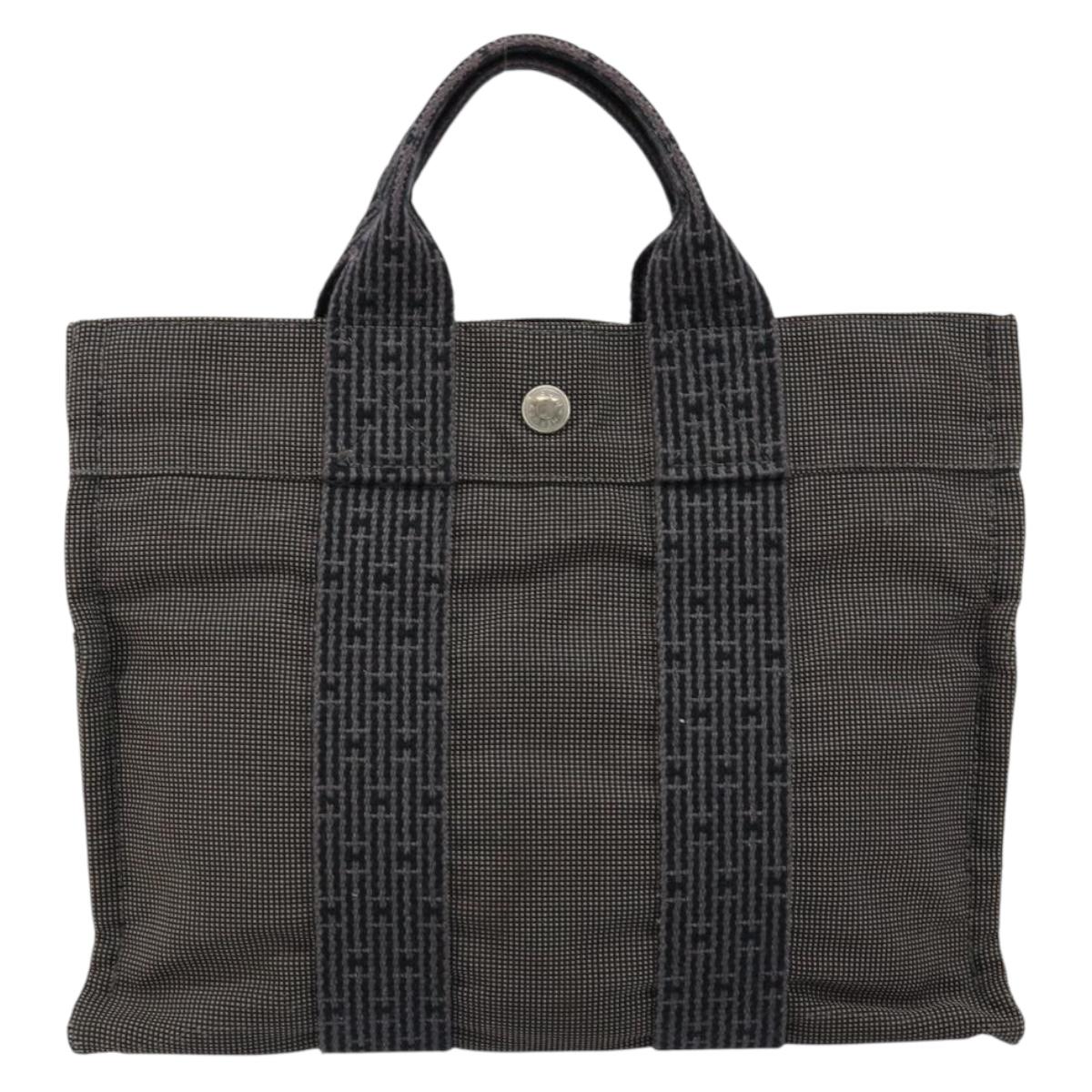 HERMES Her Line PM Tote Bag Canvas Gray Auth hk3125