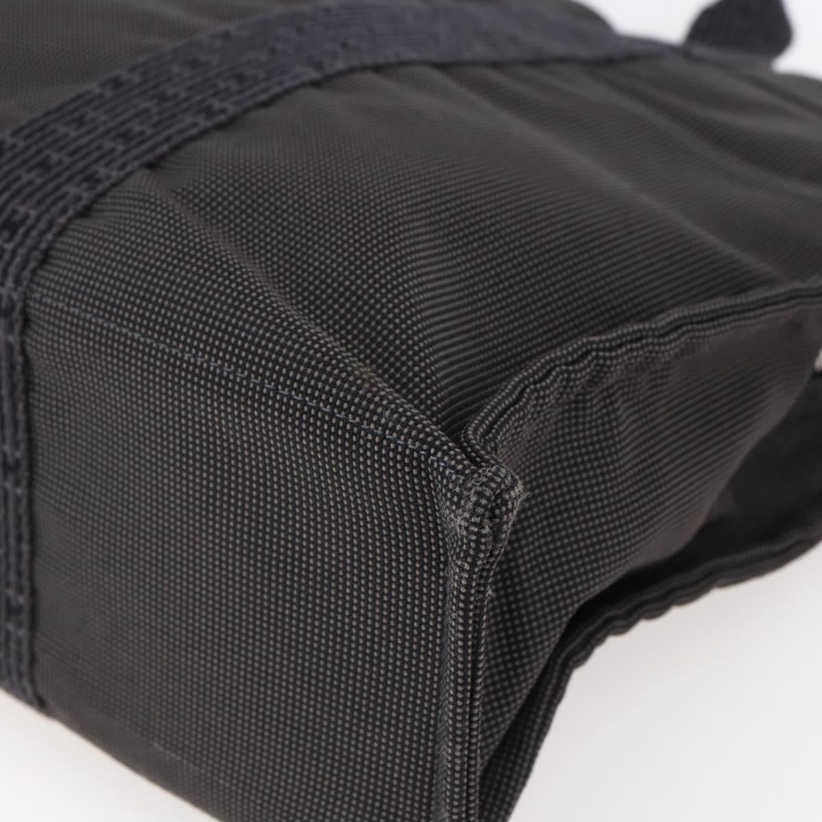 HERMES Her Line MM Hand Bag Canvas Gray Auth hk3126