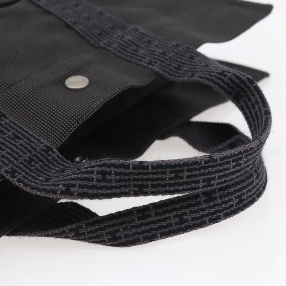 HERMES Her Line MM Hand Bag Canvas Gray Auth hk3126