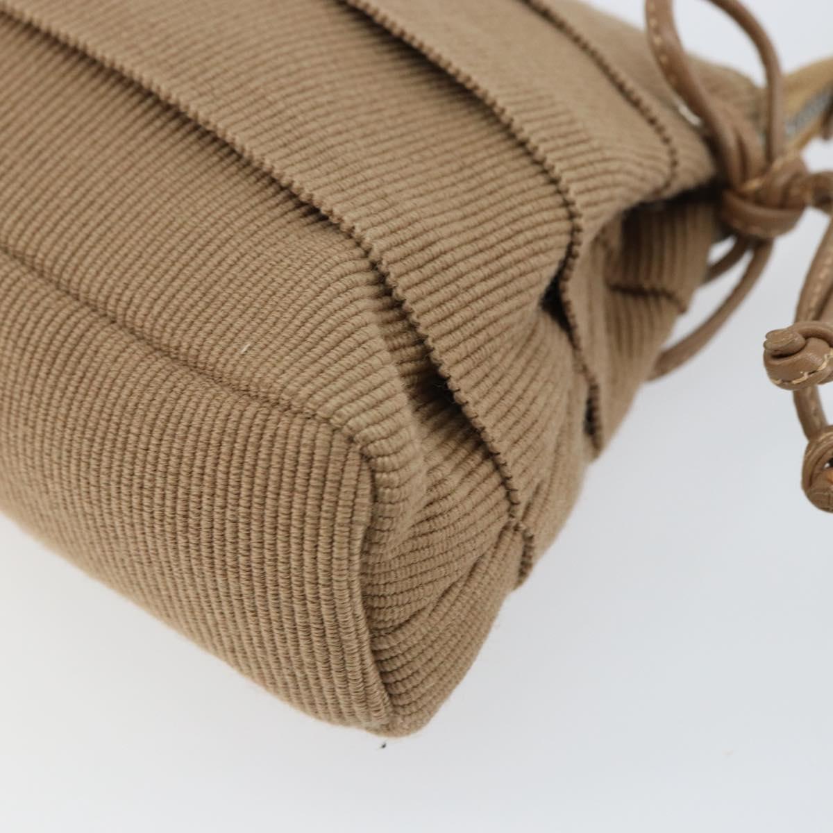 Salvatore Ferragamo Vala Shoulder Bag Nylon Beige Silver Auth hk3128