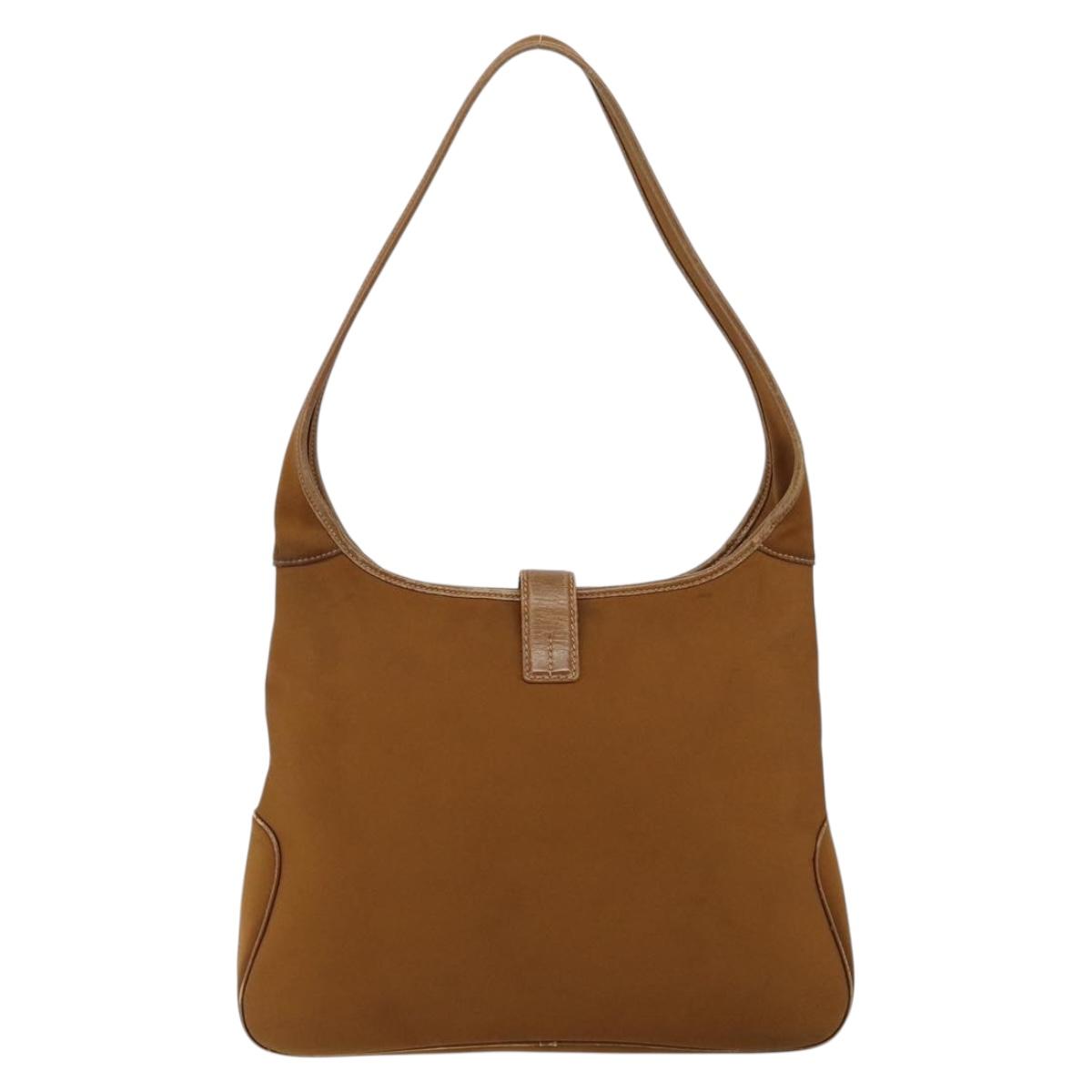 Salvatore Ferragamo Shoulder Bag Nylon Brown Silver Auth hk3129