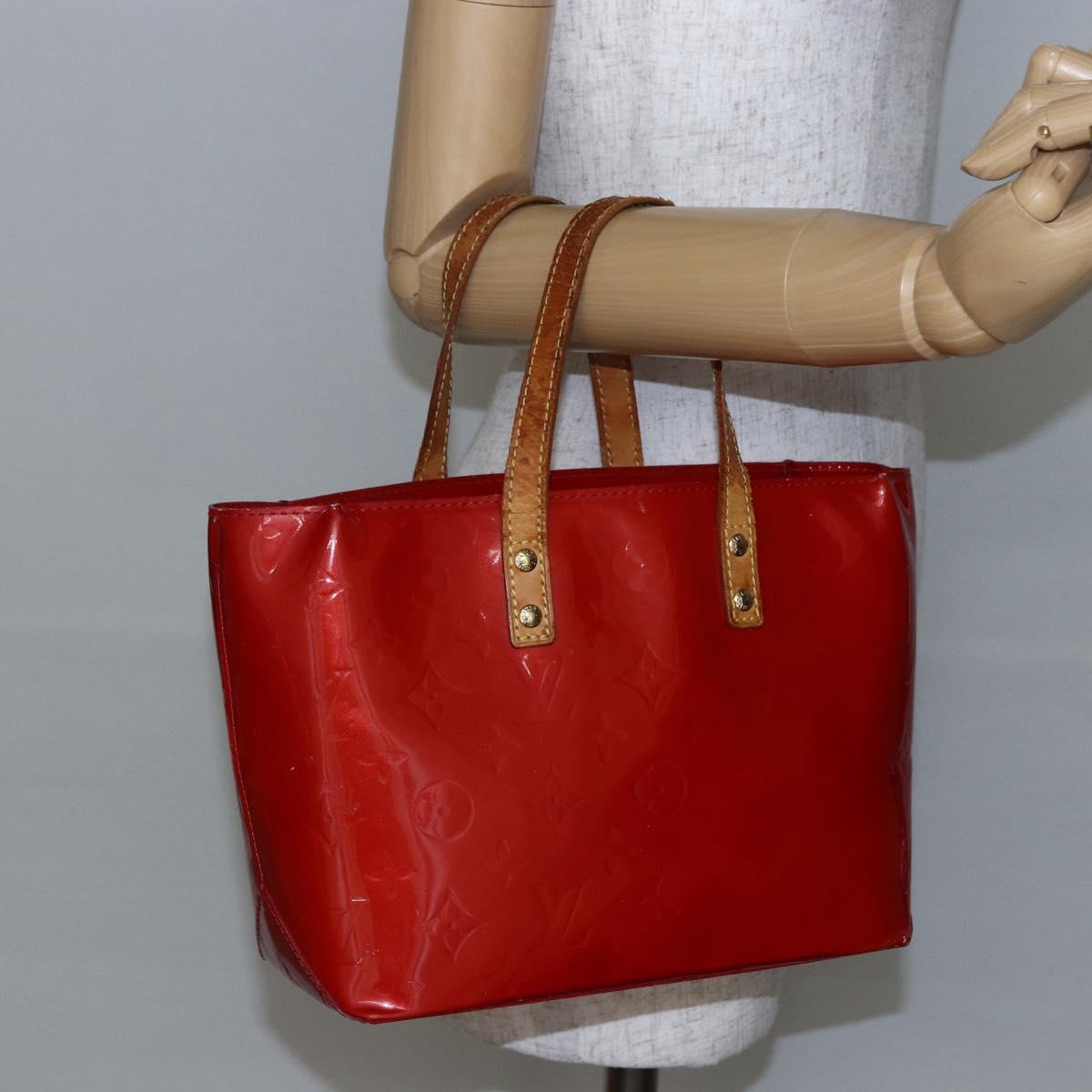 LOUIS VUITTON Monogram Vernis Reade PM Hand Bag Red Rouge M91088 LV Auth hk3140
