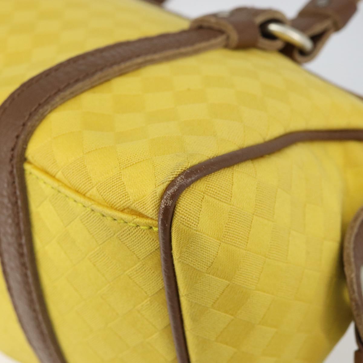 BOTTEGA VENETA INTRECCIATO Hand Bag Canvas Yellow Gold Auth hk3145