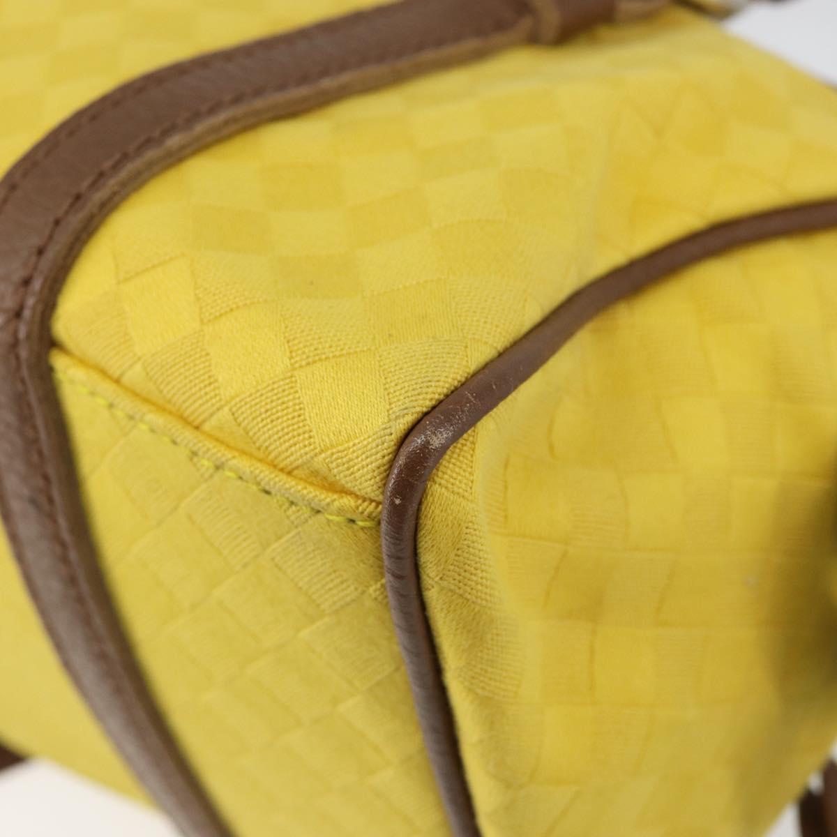 BOTTEGA VENETA INTRECCIATO Hand Bag Canvas Yellow Gold Auth hk3145