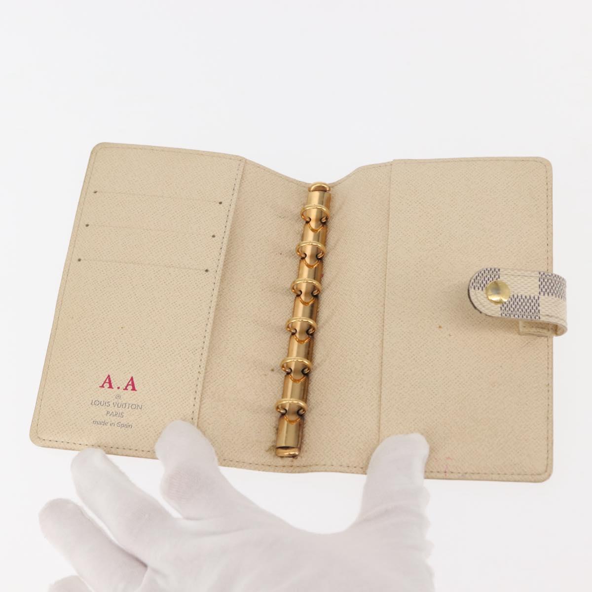 LOUIS VUITTON Damier Azur Agenda PM Day Planner Cover R20706 LV Auth hk3150