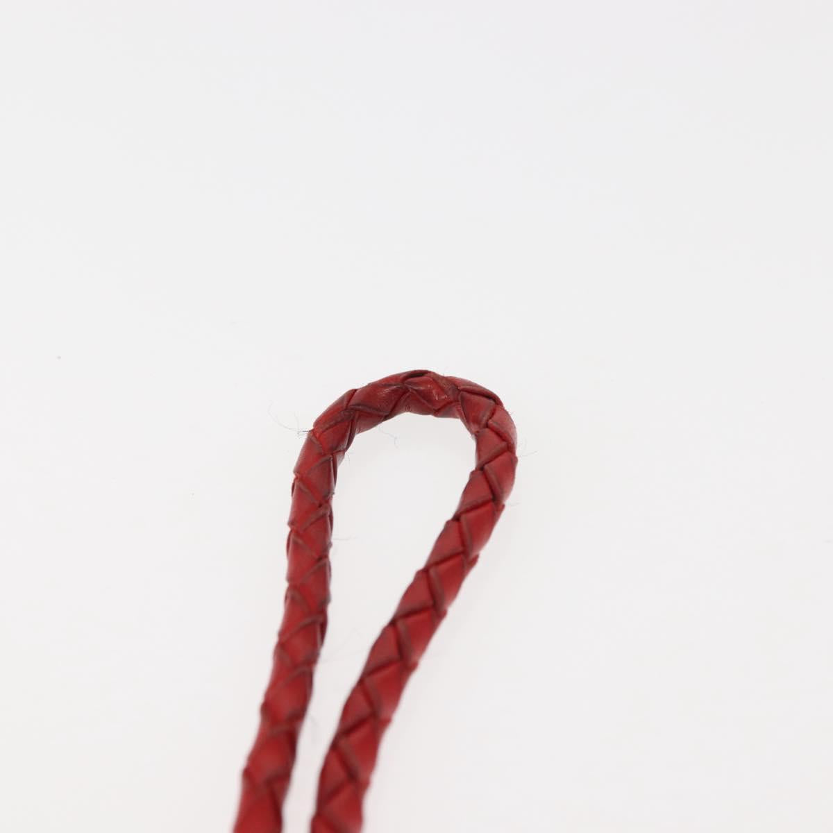 BOTTEGA VENETA INTRECCIATO Pouch Leather Red Gold Auth hk3161