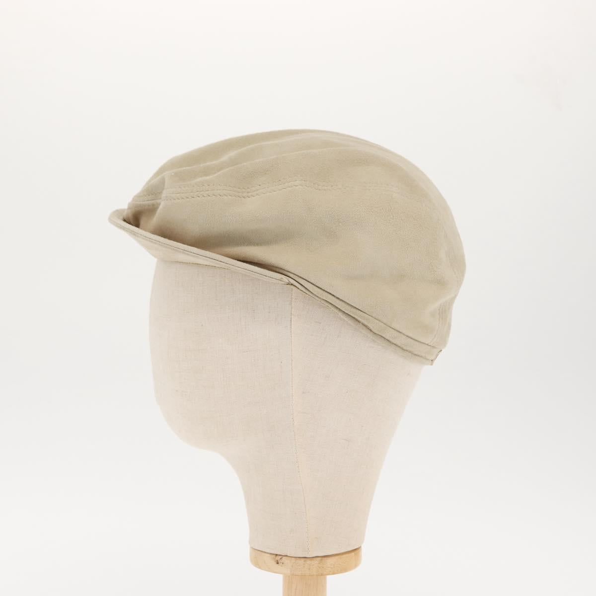 GUCCI Hunting Cap Suede M Beige Auth hk3163