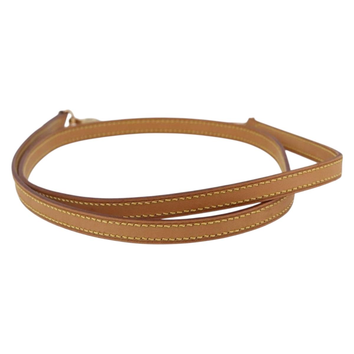 LOUIS VUITTON Shoulder Strap Leather 47.2"" Beige LV Auth hk3168
