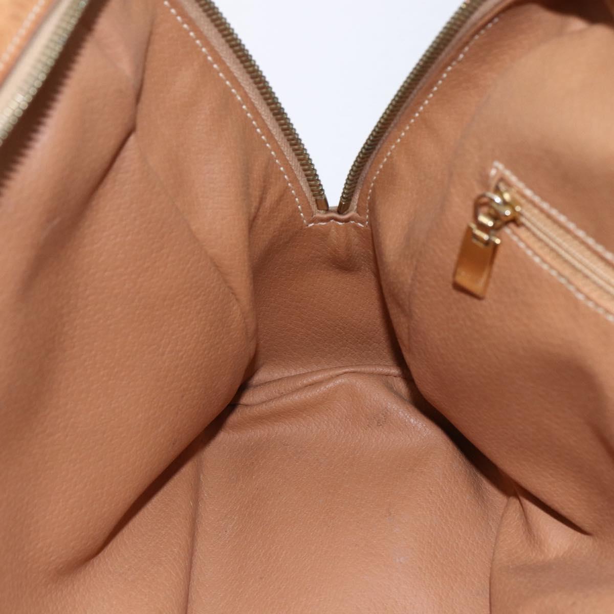 CELINE Macadam Canvas Hand Bag PVC Leather Beige Gold Auth hk3172