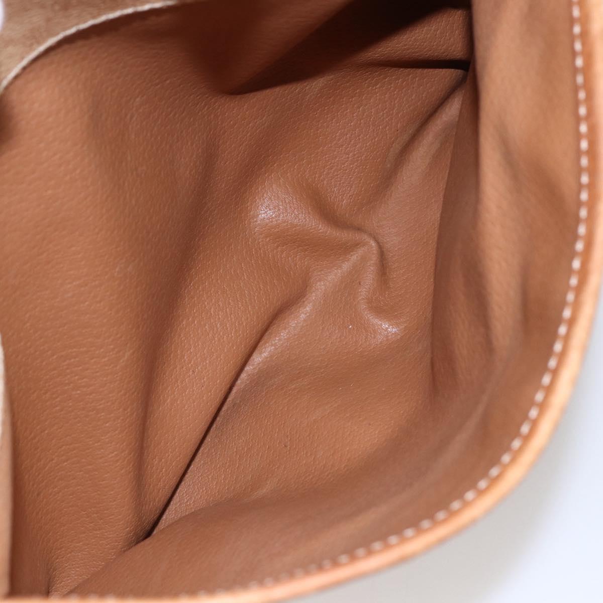 CELINE Macadam Canvas Hand Bag PVC Leather Beige Gold Auth hk3172
