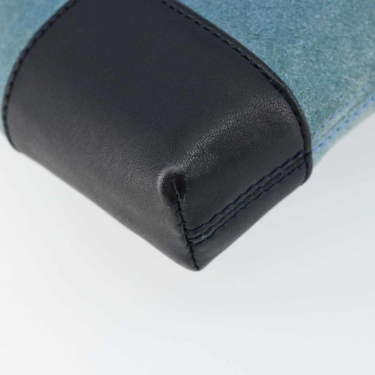 LOEWE Anagram Shoulder Bag Suede Leather Light Blue Navy Auth hk3179