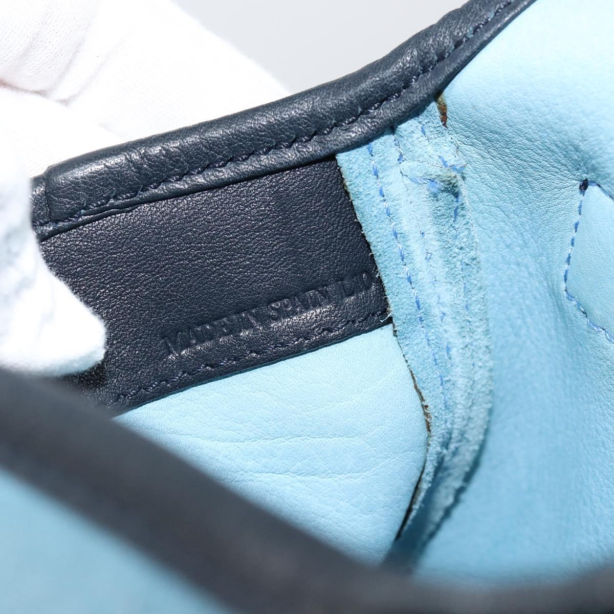 LOEWE Anagram Shoulder Bag Suede Leather Light Blue Navy Auth hk3179