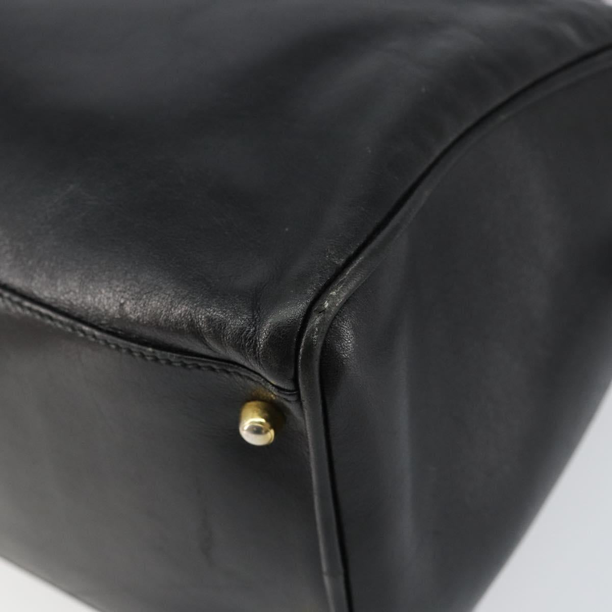 GUCCI Bamboo Hand Bag Leather 2way Black Gold 000 122 0294 Auth hk3185