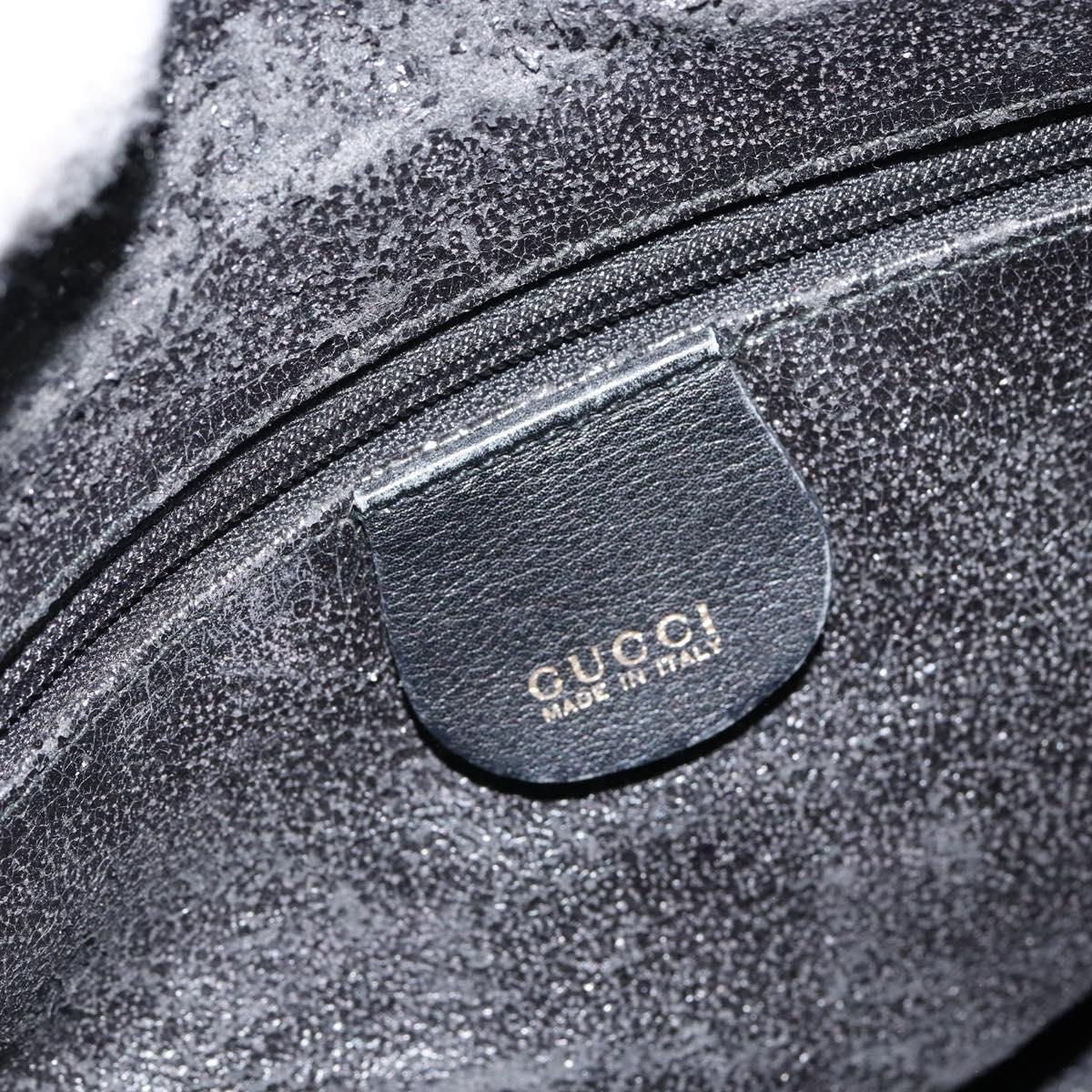 GUCCI Bamboo Hand Bag Leather 2way Black Gold 000 122 0294 Auth hk3185