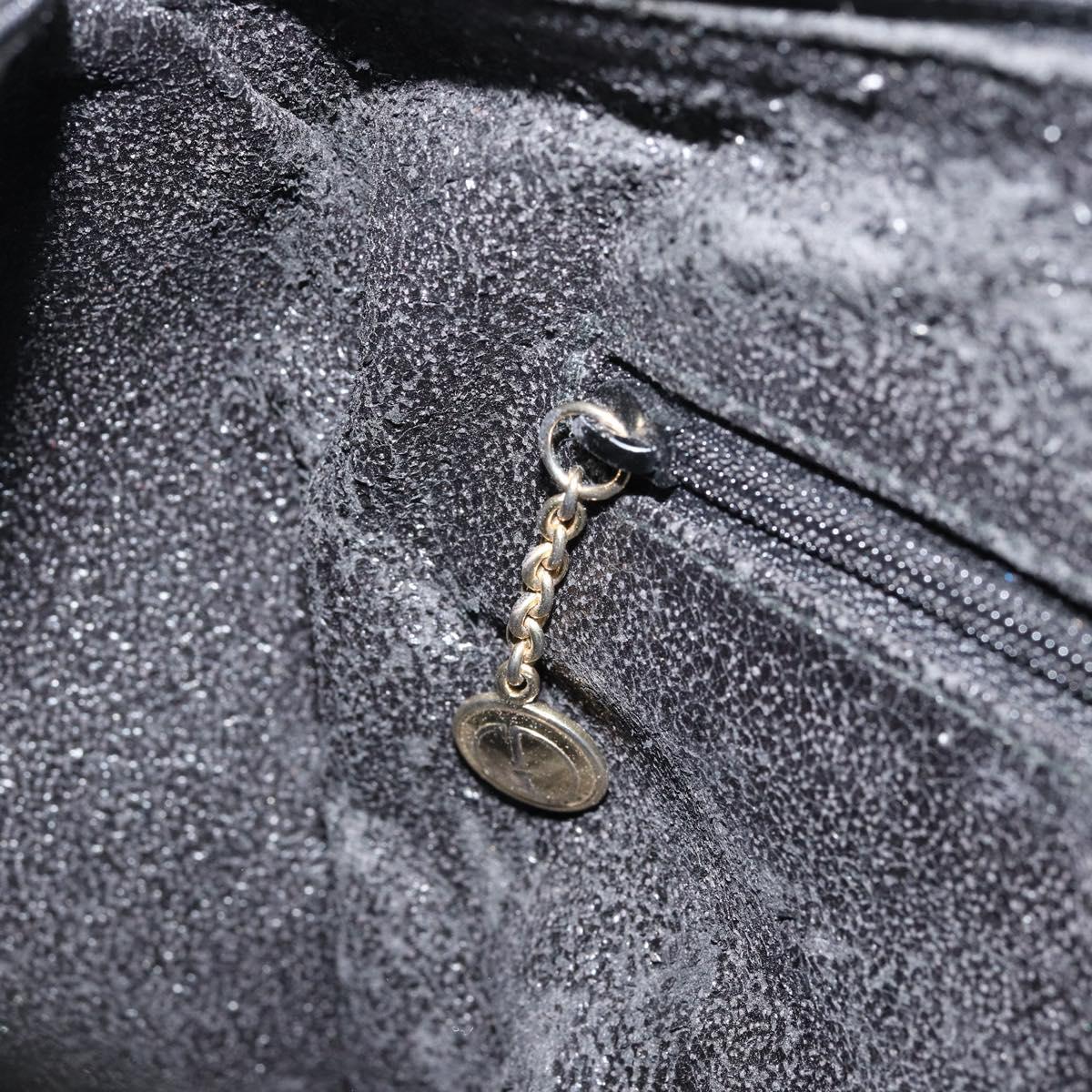 GUCCI Bamboo Hand Bag Leather 2way Black Gold 000 122 0294 Auth hk3185