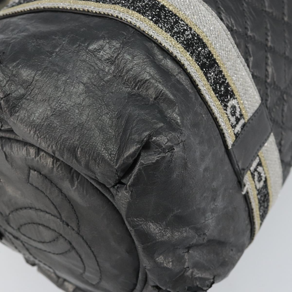 CHANEL Sports Hand Bag PVC Gray Silver CC Auth hk3194