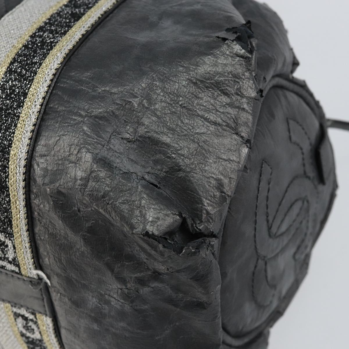 CHANEL Sports Hand Bag PVC Gray Silver CC Auth hk3194