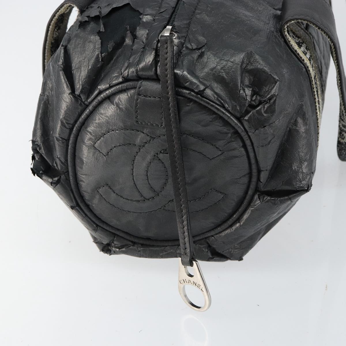 CHANEL Sports Hand Bag PVC Gray Silver CC Auth hk3194