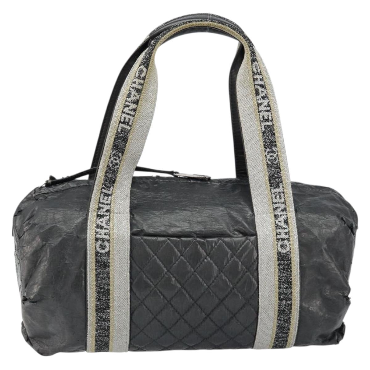 CHANEL Sports Hand Bag PVC Gray Silver CC Auth hk3194