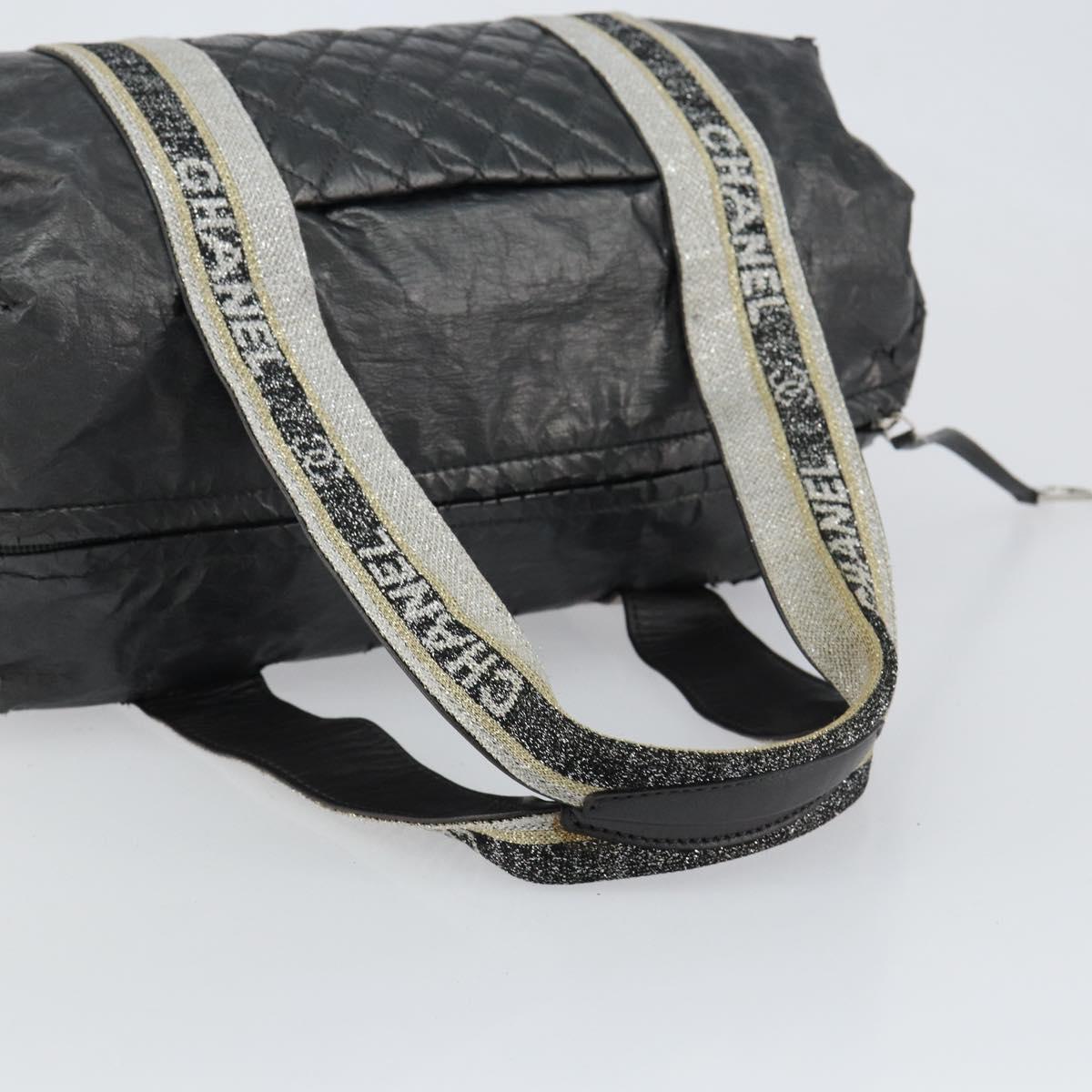 CHANEL Sports Hand Bag PVC Gray Silver CC Auth hk3194