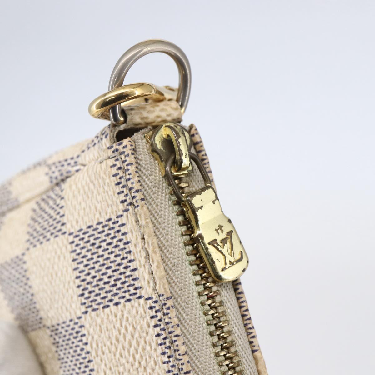 LOUIS VUITTON Damier Azur Mini Pochette Accessoires Pouch N63005 LV Auth hk3216