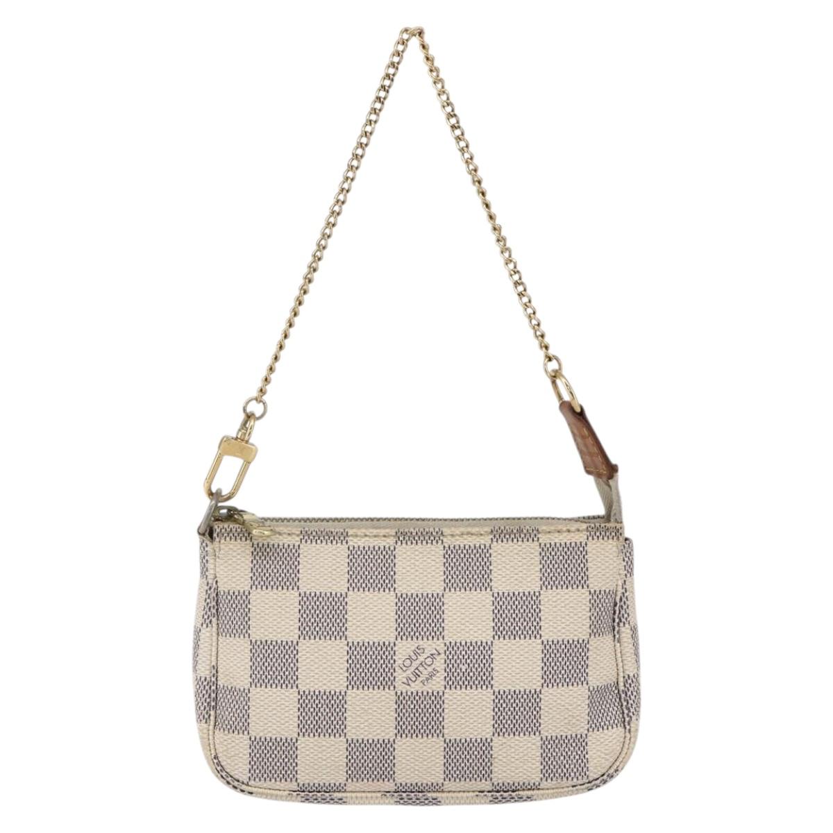 LOUIS VUITTON Damier Azur Mini Pochette Accessoires Pouch N63005 LV Auth hk3216