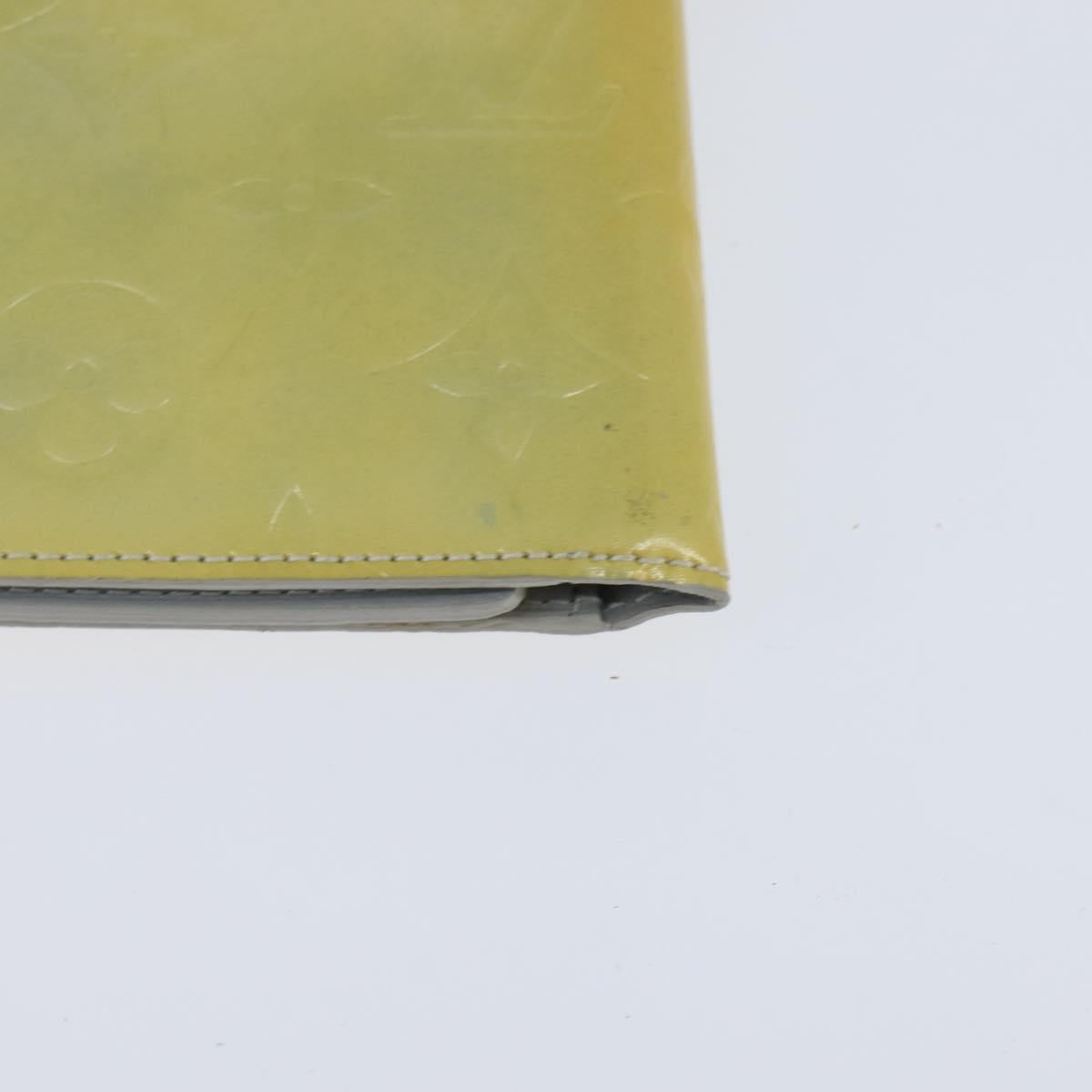 LOUIS VUITTON Monogram Vernis Walker Wallet Lime Yellow M91074 LV Auth hk3224