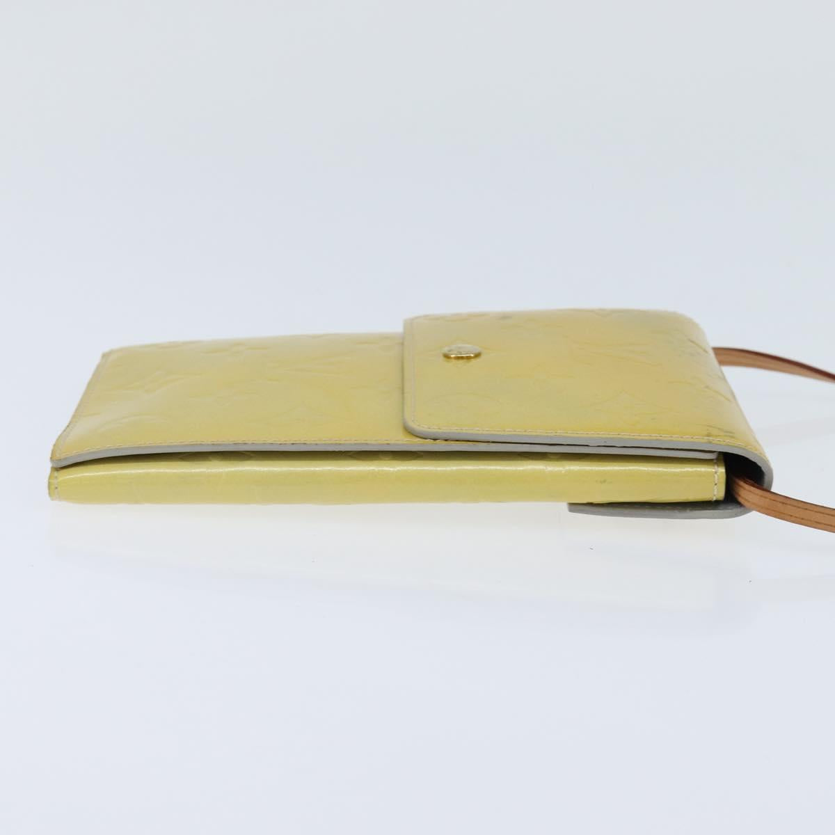 LOUIS VUITTON Monogram Vernis Walker Wallet Lime Yellow M91074 LV Auth hk3224
