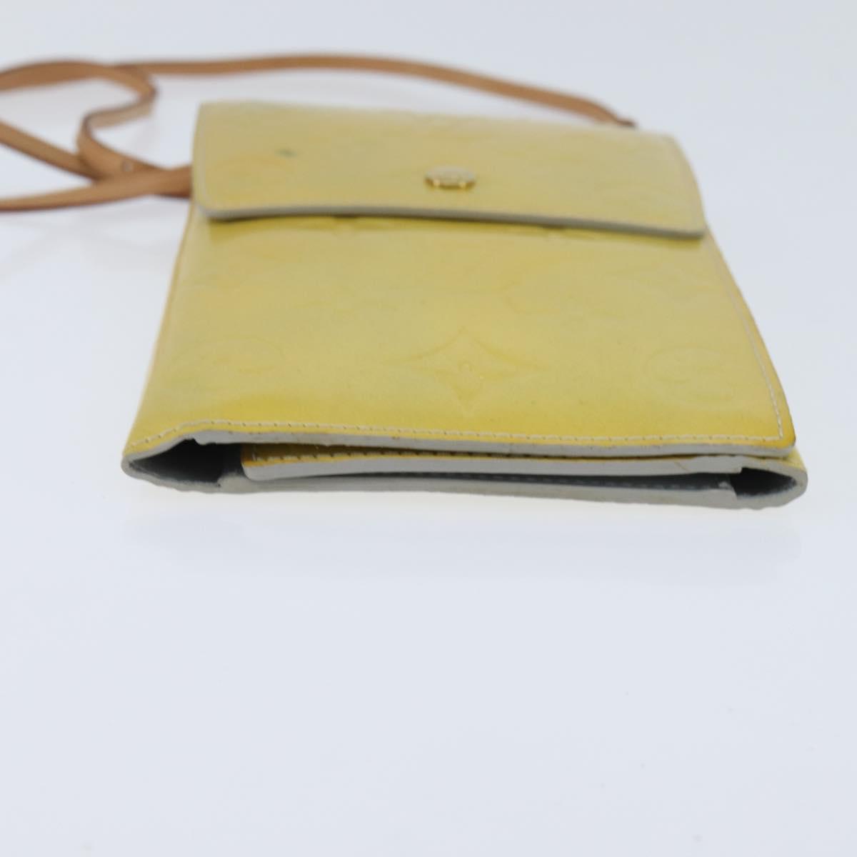 LOUIS VUITTON Monogram Vernis Walker Wallet Lime Yellow M91074 LV Auth hk3224