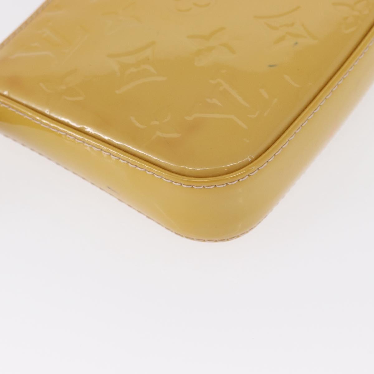 LOUIS VUITTON Vernis Pochette Accessoires Pouch Beige M90072 LV Auth hk3245