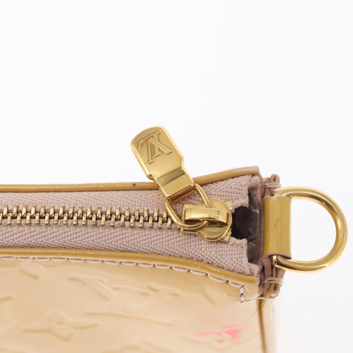 LOUIS VUITTON Vernis Pochette Accessoires Pouch Beige M90072 LV Auth hk3245