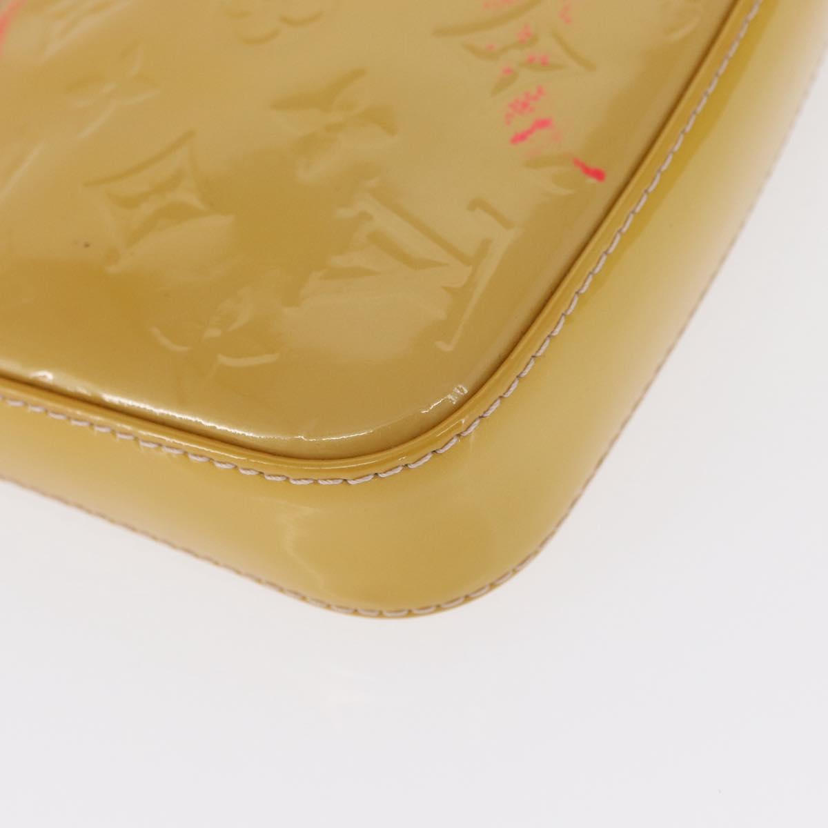 LOUIS VUITTON Vernis Pochette Accessoires Pouch Beige M90072 LV Auth hk3245