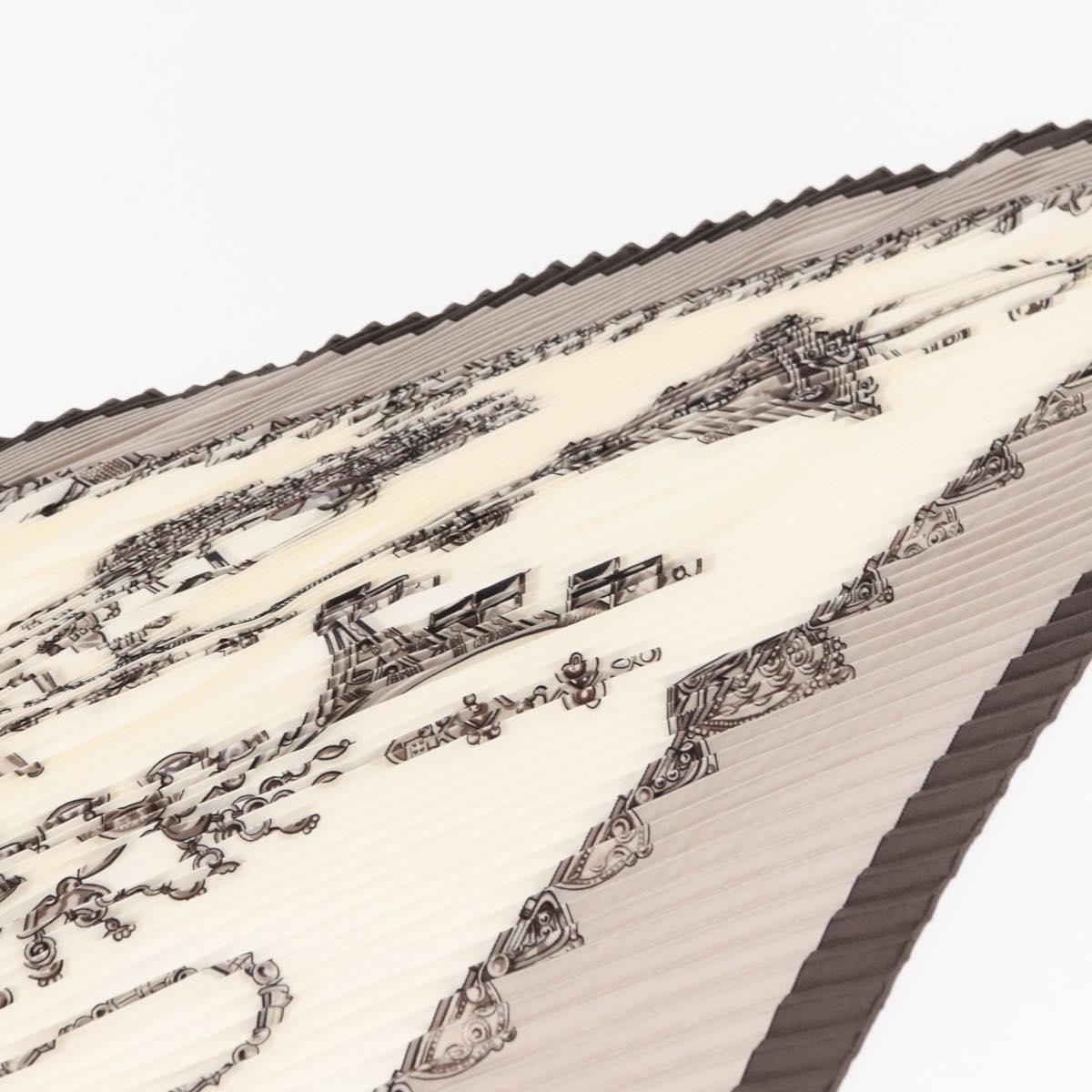 HERMES Pleated Scarf ""PARURES DES SABLES"" Silk Gray Auth hk3256