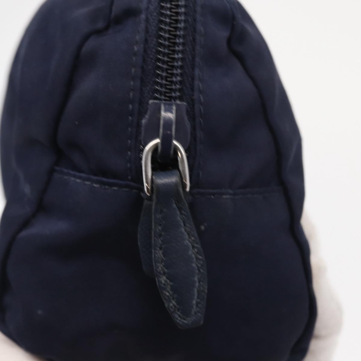 PRADA Pouch Nylon Navy Silver Auth hk3259