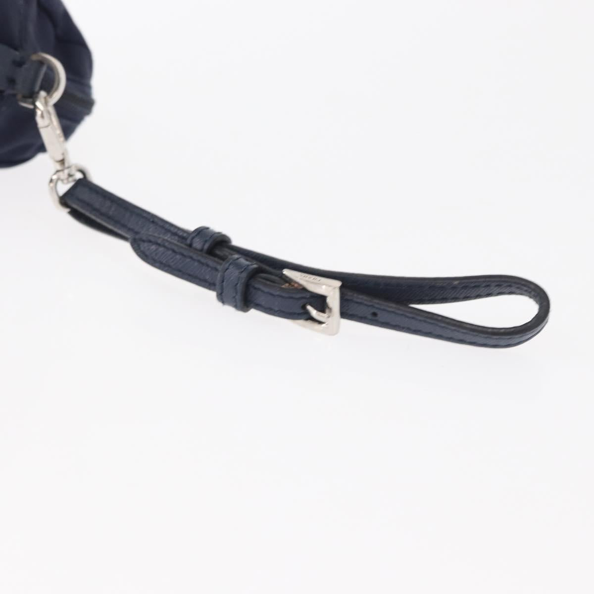 PRADA Pouch Nylon Navy Silver Auth hk3259