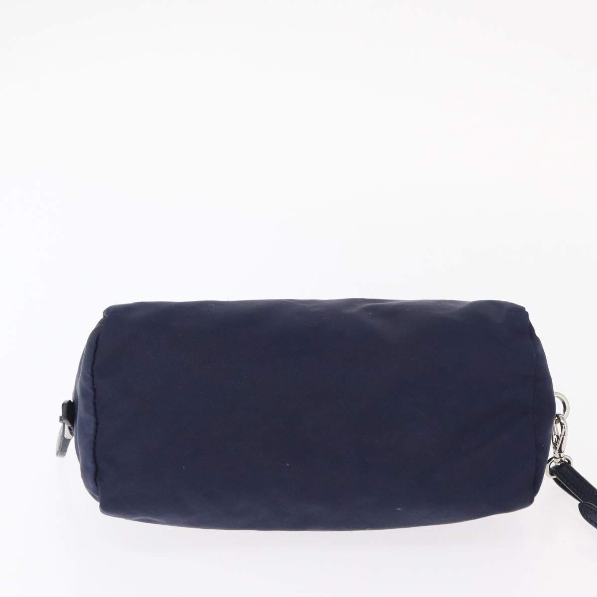 PRADA Pouch Nylon Navy Silver Auth hk3259