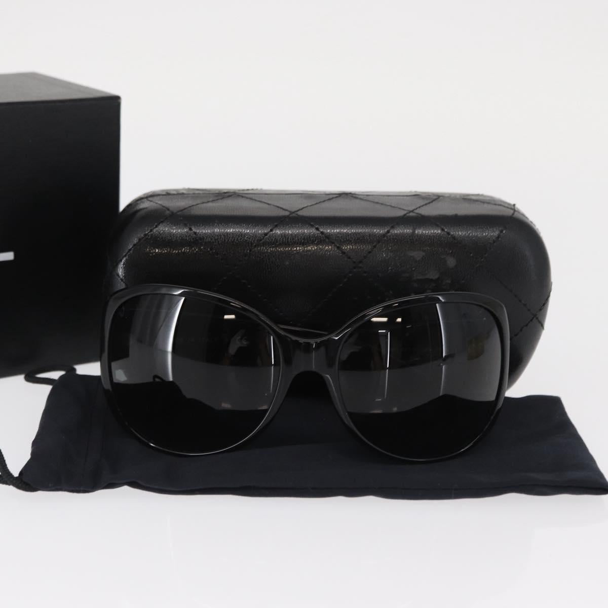 CHANEL Sunglasses plastic Black CC Auth hk3263