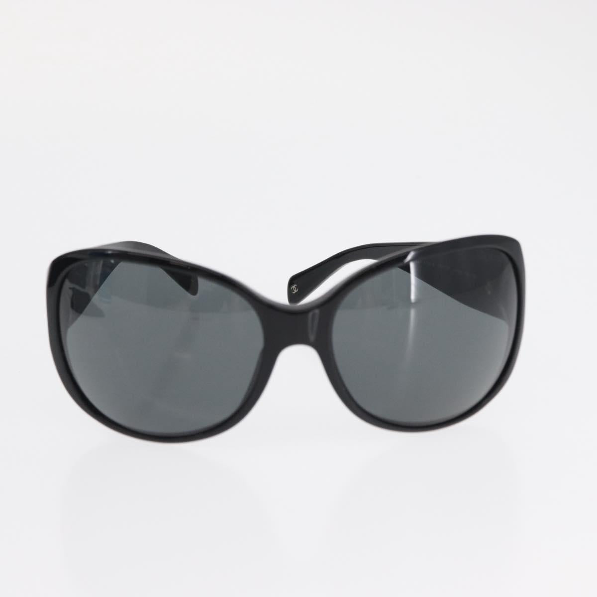 CHANEL Sunglasses plastic Black CC Auth hk3263