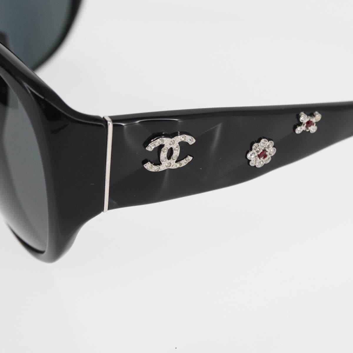 CHANEL Sunglasses plastic Black CC Auth hk3263