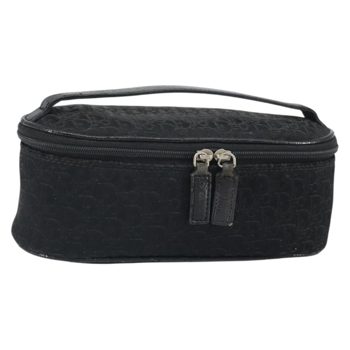 Christian Dior Trotter Canvas Vanity Pouch Black Silver Auth hk3265