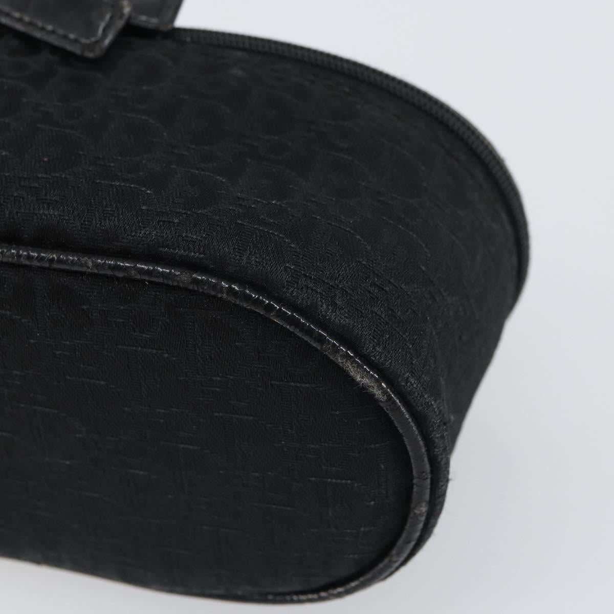 Christian Dior Trotter Canvas Vanity Pouch Black Silver Auth hk3265